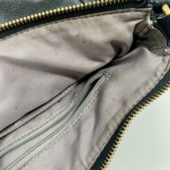 FOSSIL Black Pebble Leather Bag CROSSBODY MESSENGER SADDLE Two ZIP Front - Picture 14 of 16